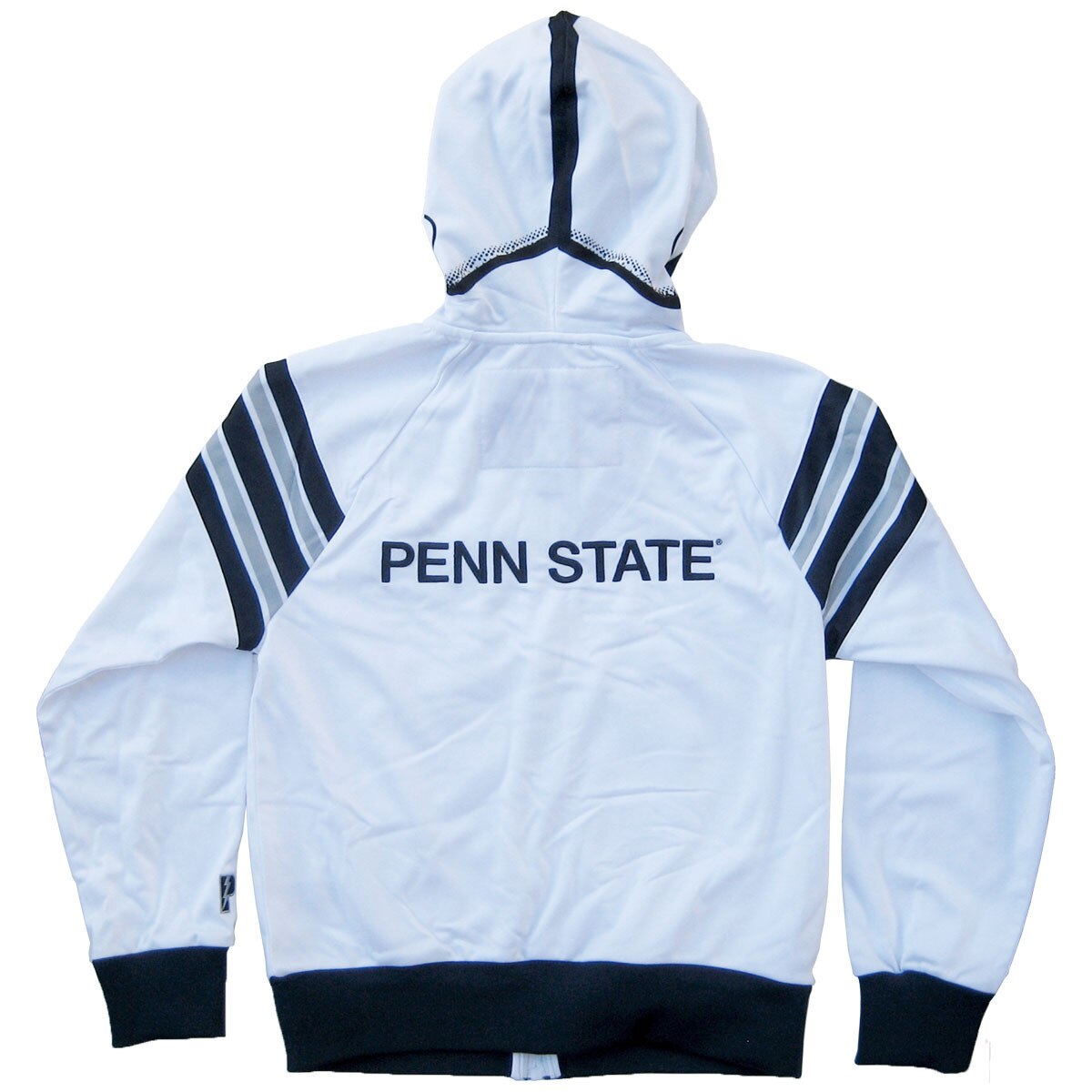 white full zip youth hooded helmet sweatshirt with Penn State on back